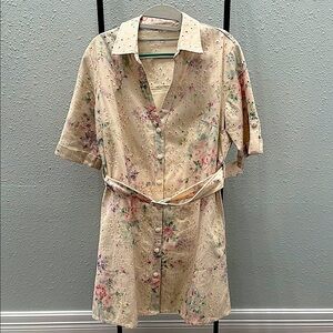 Anthropologie Solitaire Floral Button-Up Dress with Belt
